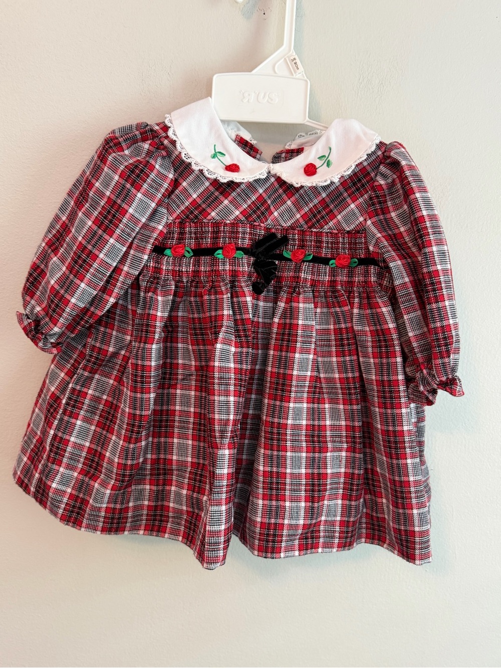 B.T Kids Vintage Red Plaid Dress with White Peter Pan Collar